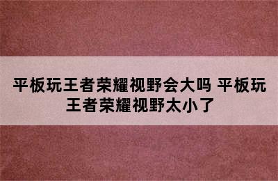 平板玩王者荣耀视野会大吗 平板玩王者荣耀视野太小了